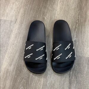 Balenciaga Black Logo Slides